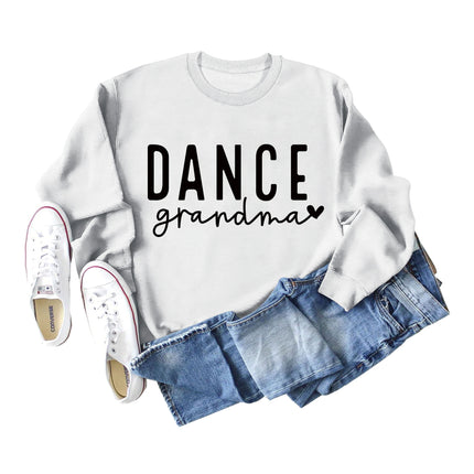 Amazon independent station Dance grandma love letter fashion loose round neck autumn and winter long sleeve sweater women