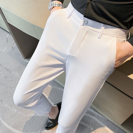 Korean Style Small Western Trousers Men's Autumn and Winter Business Slim-fit Straight Ankle-length Pants 2024 New Arrival Light Luxury Suit Trousers