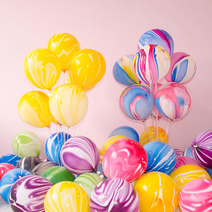 Wholesale Agate Balloons 10inch 12inch Thickened Colorful Cloud Latex Marble Pattern Birthday Party Decoration Wedding
