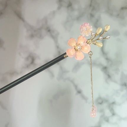 Antique Flower Hairpin Women's Wooden Hairpin Chinese High-end Hair Accessories Hairpin Hanfu Disc Hair Headwear Hairpin Step-by-step Hairpin Hairpin