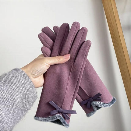 Winter Women's Velvet Thickeneded Plush German Velvet Gloves for Cycling and Driving, Warm and Touch-Screen Cold-Proof German Velvet Gloves