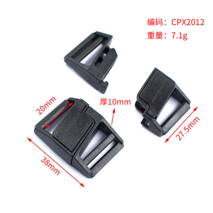 Plastic Magnetic Buckle for Bags, Clothing, and Belts, Adjustable Buckle, Black, Inner Diameter 25mm, Side-Opening, Strong Magnetic Buckle