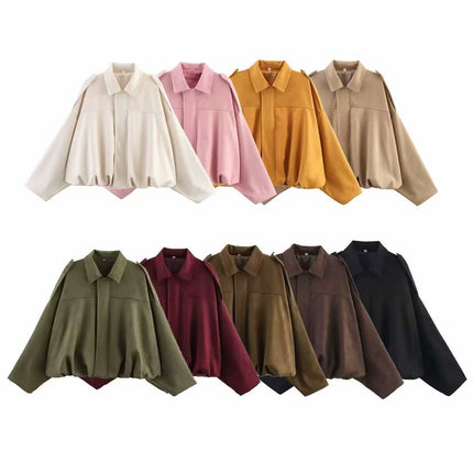 AliExpress bomber jacket fashion cross-border casual European and American bat sleeve top wholesale women's zipper