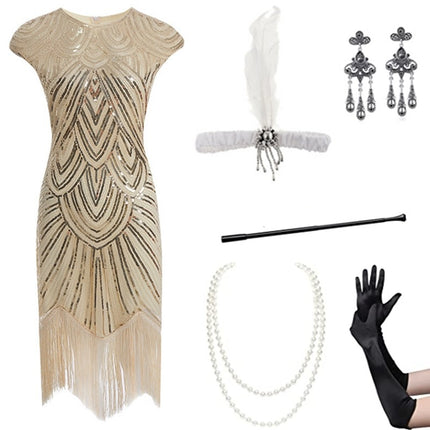 Foreign trade European and American 1920 retro women's sequined dress Gatsby ball tassel dress stage performance clothing suit