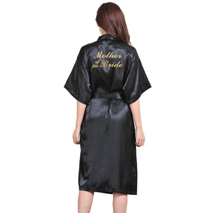 Bronzing Printing Mother of the Bride Long Cardigan Gown Bride Mother Wedding Makeup Morning Gown