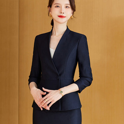 Fashionable professional women's dress elegant goddess style suit spring and autumn suit beauty salon front desk work uniform high-end