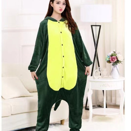 Fruit Green Dinosaur Cartoon One-Piece Pajamas Direct from Manufacturer Autumn and Winter Flannel Loungewear Wholesale Dropshipping Warm