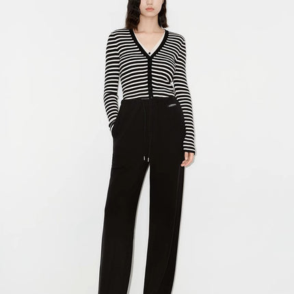 New German Velvet Double-Sided Brushed Comfortable Lazy Casual Elastic Waist Sports Version Loose Wide Leg Pants