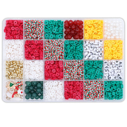 New Christmas European and American Cross-Border Educational Handmade DIY Bracelet Necklace Jewelry 24 Grids Soft Clay Material Package