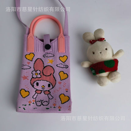 Girl's Heart-Shaped Knitted Crossbody Bag