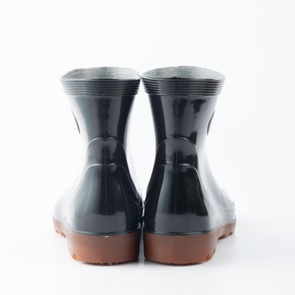 Rain Boots Men's Labor Protection Construction Site Rubber Shoes Hualu Black Low-Top Non-Slip Wear-Resistant Fleece-Lined Rain Boots Outdoor Waterproof Rain Boots