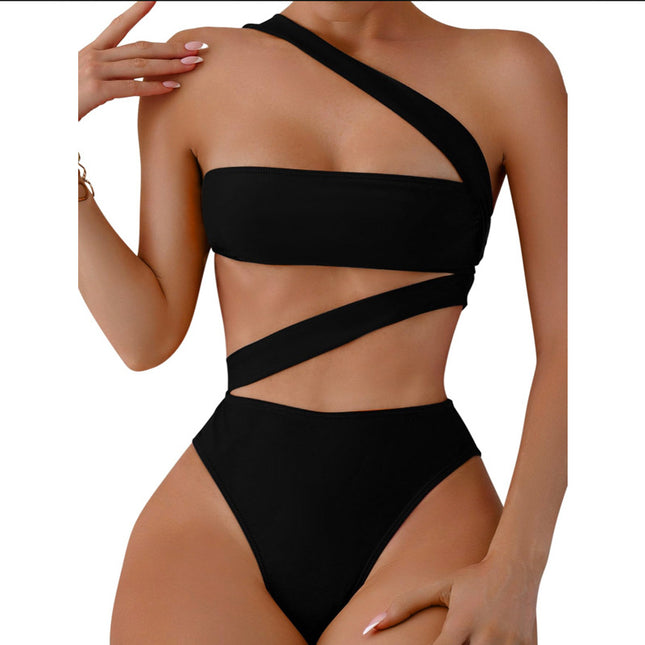 2024 new women's stitching one-piece swimsuit European and American sexy hot girl one-piece clothing Amazon hot in stock