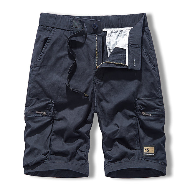Multi-Pocket Overalls Men's Summer Mountain Camping Loose Trendy Brand Washed Men's Pants Casual Shorts Men's Five-Pants