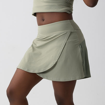 Cross-border Cloud Sense Breathable Sports Skirt Hip Covering Slimming Outdoor Fitness Tennis Skirt Anti-light Yoga Skirt for Women