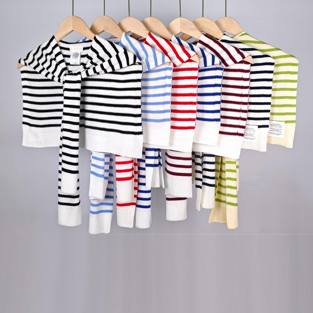 Korean Style New Striped Knitted Shawl for Women, Suitable for Spring and Autumn, Air-Conditioned Rooms, Office, Versatile and Fashionable Shoulder Scarf