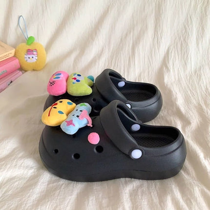 Fashion Ins Cute Kitten Thick-Soled Clogs Closed-Toe Non-Slip Beach Slippers for Outdoor Wear Height-Increasing Non-Slip Sandals