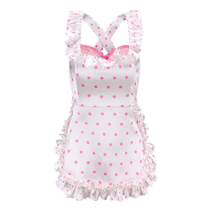 Sexy Lingerie 2024 New Sexy Free Wave Dot Kitchen Apron Maid Dress Sexy Uniform cosplay Women