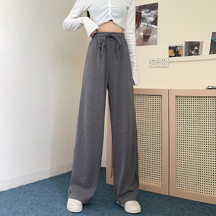 2024 New Four Seasons Thin plus size High Waist Loose Mop Pants Women's chubby girl Dipped Straight Casual Wide Leg Pants