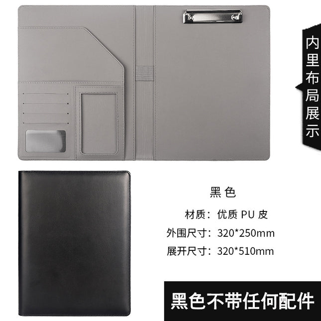 A4 Leather File Clipboard with 8-Digit Calculator Multi-Functional Manager Clip Car 4S Shop Folder to Make Log Storage