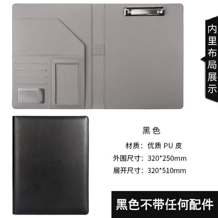 A4 Leather File Clipboard with 8-Digit Calculator Multi-Functional Manager Clip Car 4S Shop Folder to Make Log Storage