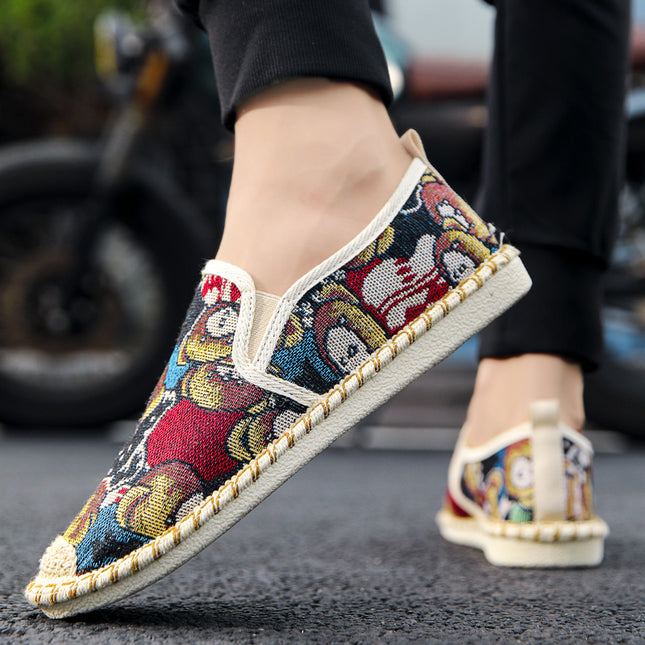 Cloth Shoes for Men, Summer Women's Shoes, Casual Slip-On Fisherman Canvas Shoes, Breathable Beanie Trendy Shoes