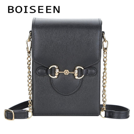Boiseen new mobile phone bag women's European and American solid color horse buckle large capacity shoulder diagonal women's bag wallet wholesale