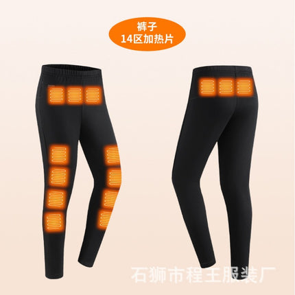 Explosions Smart 30 Zone Heating Thermal Underwear for Men and Women USB Charging Solid Color Thickened Cold-proof suit Constant Temperature