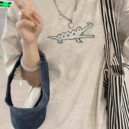 Short-Sleeved T-Shirt for Women, 2026 Summer New Trendy Half-Sleeve T-Shirt with Unique Design, Niche American Style, Loose Chic Top