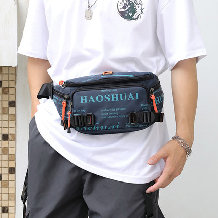 2025 Summer Large Capacity Nylon Cloth Men's Waist Bag Mobile Phone Bag Outdoor Leisure Bag Trendy Sports Crossbody Bag Wholesale