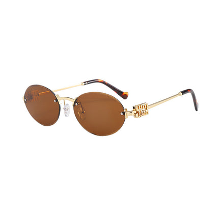 Frameless Letter Sunglasses with a High-End Feel, Personalized Metal Street Style Sunglasses, Retro Internet Celebrity Street Style, Trendy Sweet and Cool Hot Girl Sunglasses