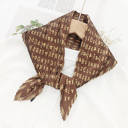 New wrinkled small square scarf female Korean imitation silk printed wrinkled small scarf Joker scarf decorative scarf wholesale