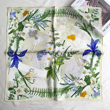 A variety of how many flowers silk small square scarf elegant temperament ladies mulberry silk small scarf fashion simple scarf