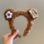 Brown curly hair cloth label headband (DN1344)