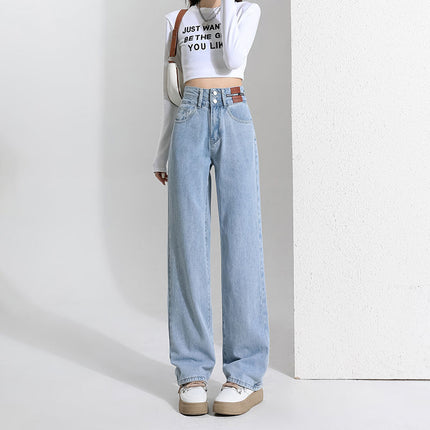 Black Wide Leg Jeans Women's Autumn and Winter 2024 New High Waist Loose Straight Tube Slimming All-match Mop Long Pants