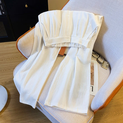 Japanese and Korean in stock linen draping casual wide-leg pants women's autumn straight pants elegant semi-elastic loose mop pants