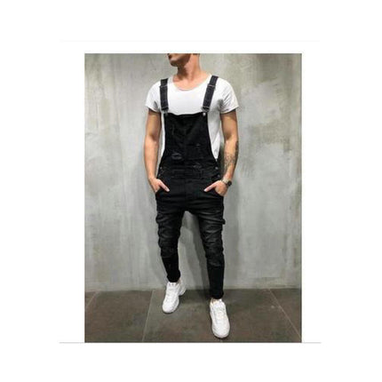 Men's Fashionable Jeans Trousers Cross-Mirror Denim Pants Shorts Wish Tear Strap