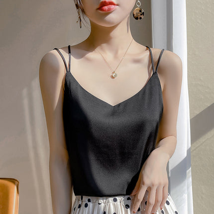 2025 Summer Silk Beauty Back Camisole Women's Acetate Top Sexy Bottoming Shirt Summer Outer Suit