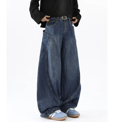 Men's Wide-Leg Jeans, Loose Straight New American High Street Style, Thin Cargo Pants, One-Piece Drop Shipping