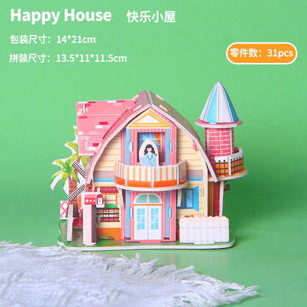 Paper 3D Stereo Puzzle Education School Model DIY Handmade Kidsren's Educational Toys Girls Kindergarten Wholesale