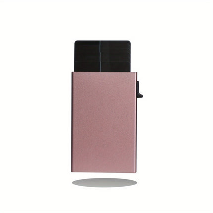 Rfid Metal Men's Card Holder Simple Ultra-Thin Bank Card Protective Cover Aluminum Alloy Side Push One-Click Card Anti-Theft Brush