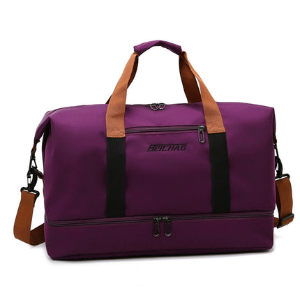 New Style Travel Bag for Women, Waterproof, Large Capacity, Dry and Wet Separation, Gym Bag, Can Be Attached to Trolley, Portable Storage Bag