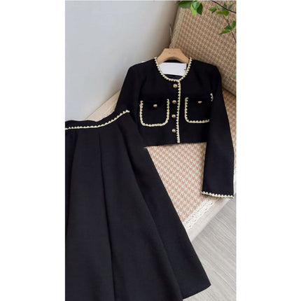 Plus Size Women's Autumn Suit Women's 2025 New Elegant Small Fragrance Jacket Slimming Look Versatile Skirt Two-Piece Set