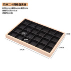 Bamboo wood 24 grid plate black leather