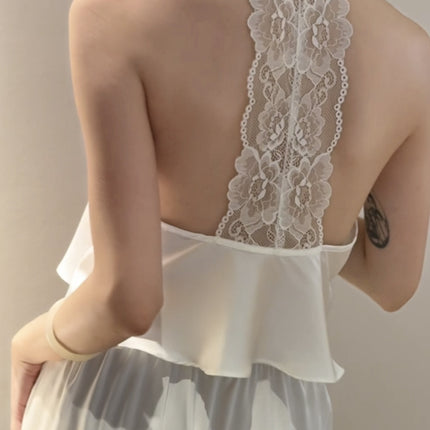 "Chantilly Afternoon" French-Style Light Luxury High-End Lace Backless Camisole and Long Pants Pajama Set
