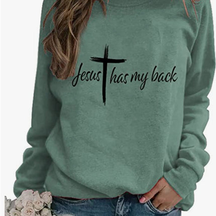 My back Letter Printed Crewneck Jacket Women's Jacket European Size Autumn and Winter Foreign Trade Cross-border Amazon