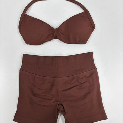 suit DF Amazon Explosions Shorts Small Bra High Elastic Superfine Extinction Nylon Hanging Neck Beauty Back Sports Vest