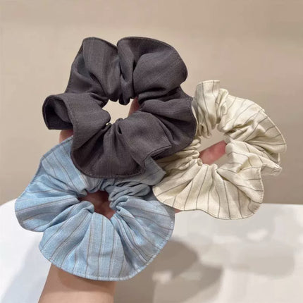Japanese and Korean Style Fresh College Style Vertical Stripe Large Intestine Hair Ring Ins Style All-match Elegant Stylish Hair Rope Hair Accessories for Women