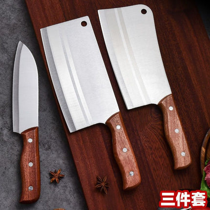 Wooden Handle Wire-drawing Household Kitchen Knife Handmade Chopping Dual-purpose Knife Sharp Slice Knife Special for Chef Knife Set Knife