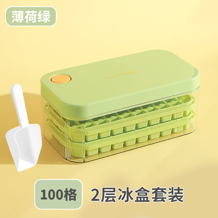 Ice Cube Mold Food Grade Household Pressed Ice Tray Large Capacity Ice Cube Storage Box Refrigerator Homemade Frozen Ice Artifact