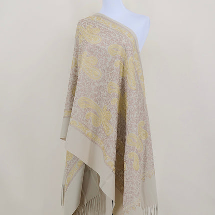 Autumn and Winter 450g Thick Gold Thread Large Cashew Embroidered Flower Scarf Ethnic Style Mother Style Imitation Cashmere Warm Shawl Cloak